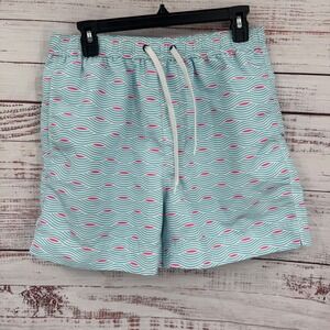 Southern Proper Swim Trunks Mens Medium Blue Pink‎ Wave Pattern Drawstring